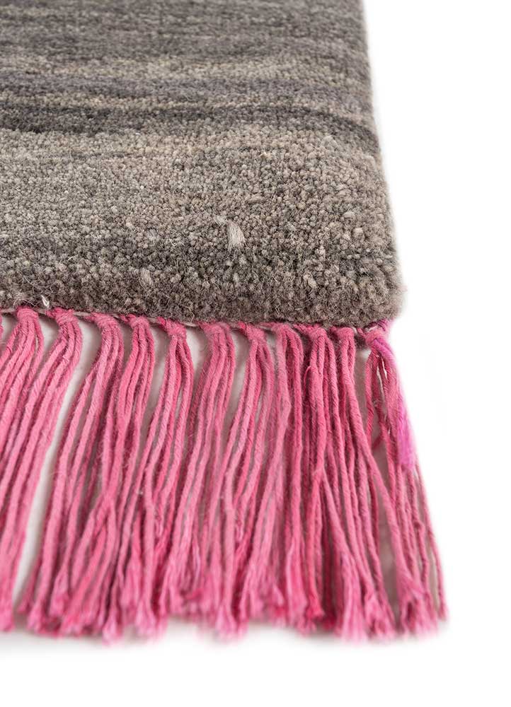 Freedom Manchaha Grey and Black Hand Knotted Wool and Bamboo Silk Rugs