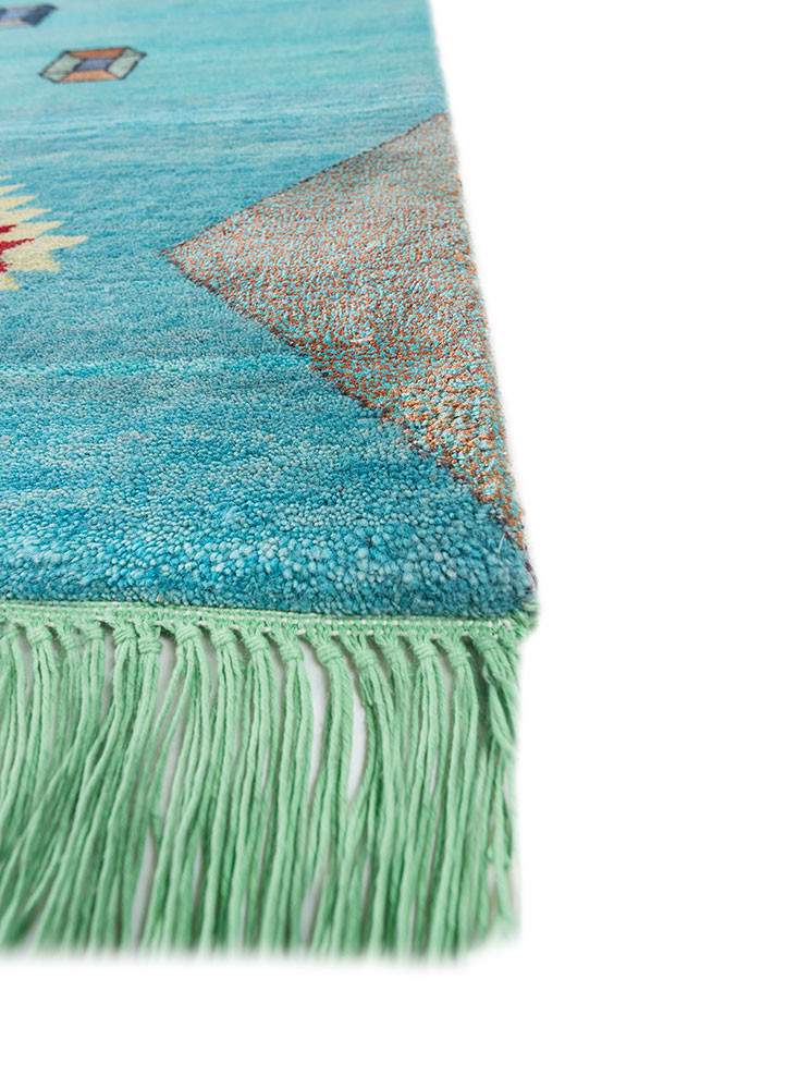 freedom manchaha blue wool and bamboo silk hand knotted Rug - Corner freedom manchaha blue wool and bamboo silk hand knotted Rug - Corner