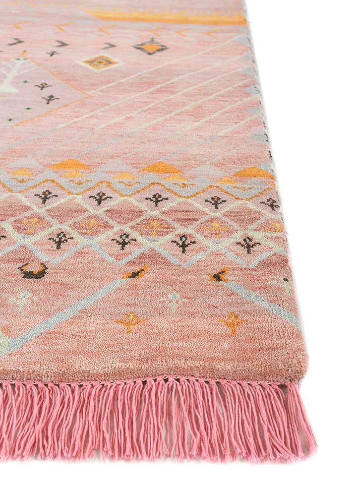 freedom manchaha red and orange wool and bamboo silk hand knotted Rug - Corner