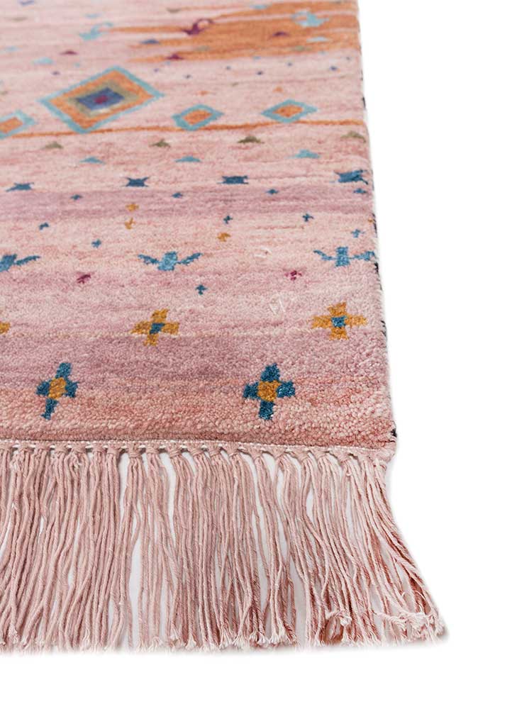 Freedom Manchaha Pink and Purple Hand Knotted Wool and Bamboo Silk Rugs