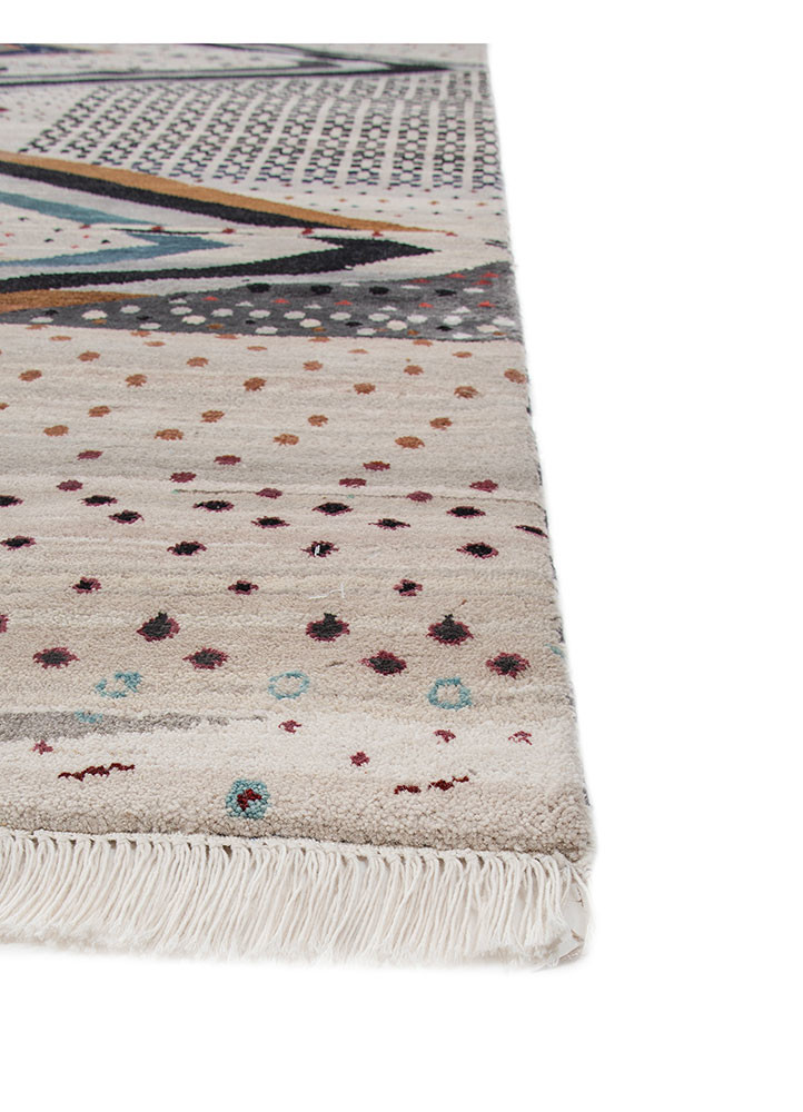 freedom manchaha ivory wool and bamboo silk hand knotted Rug - Corner
