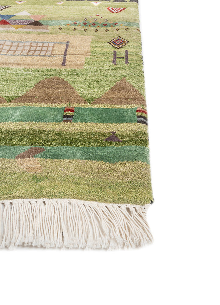 freedom manchaha green wool and bamboo silk hand knotted Rug - Corner freedom manchaha green wool and bamboo silk hand knotted Rug - Corner