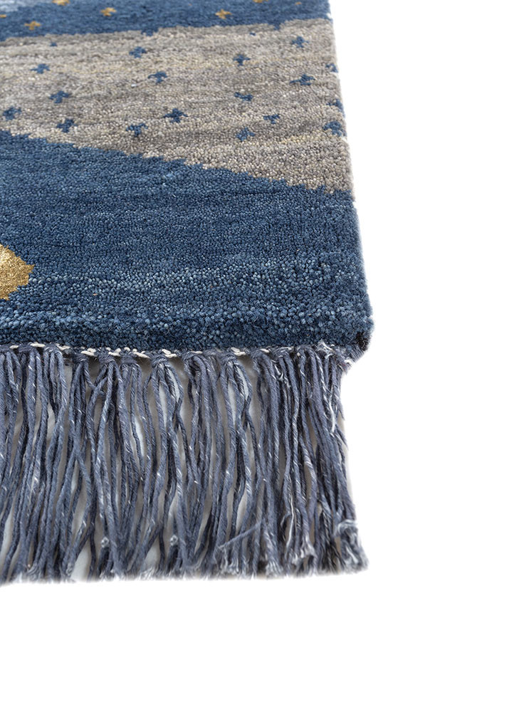 freedom manchaha blue wool and silk hand knotted Rug - Corner freedom manchaha blue wool and silk hand knotted Rug - Corner