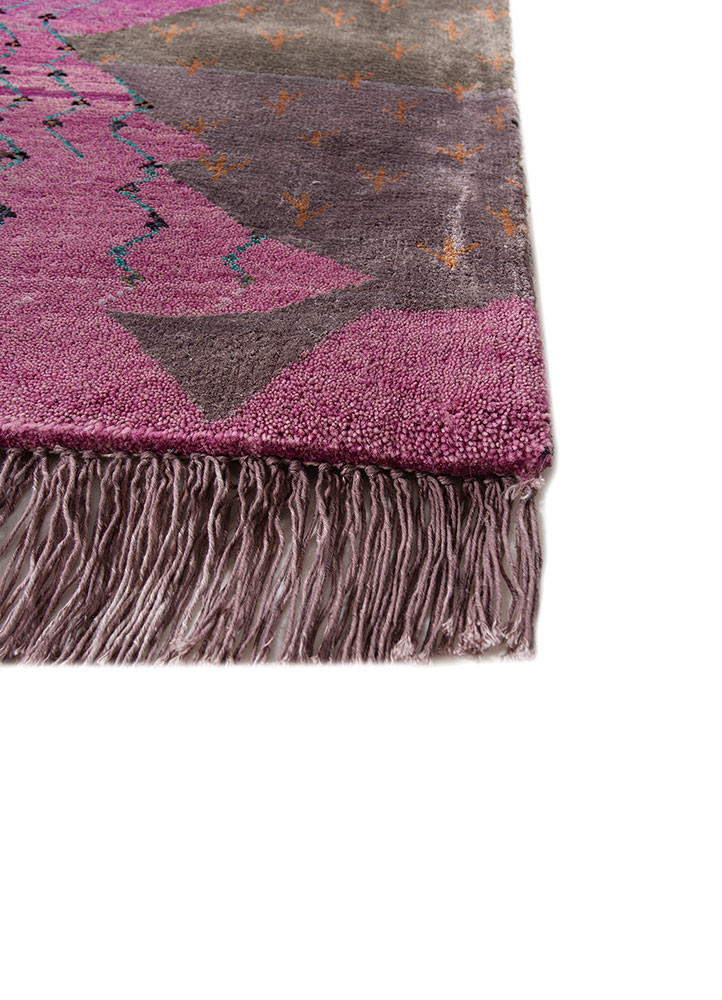freedom manchaha pink and purple wool and bamboo silk hand knotted Rug - Corner freedom manchaha pink and purple wool and bamboo silk hand knotted Rug - Corner