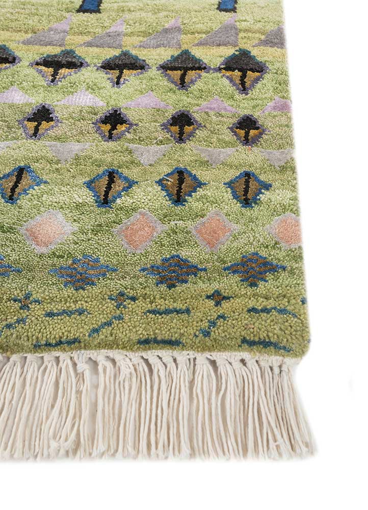 freedom manchaha green wool and bamboo silk hand knotted Rug - Corner