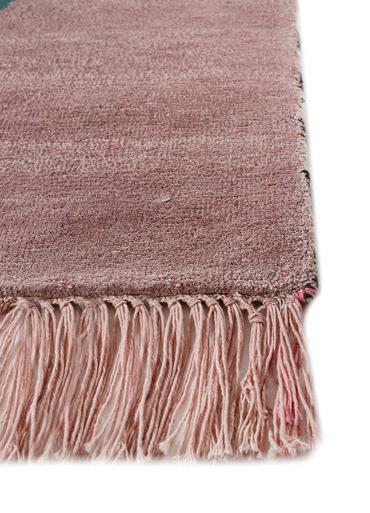 freedom manchaha pink and purple wool and bamboo silk hand knotted Rug - Corner