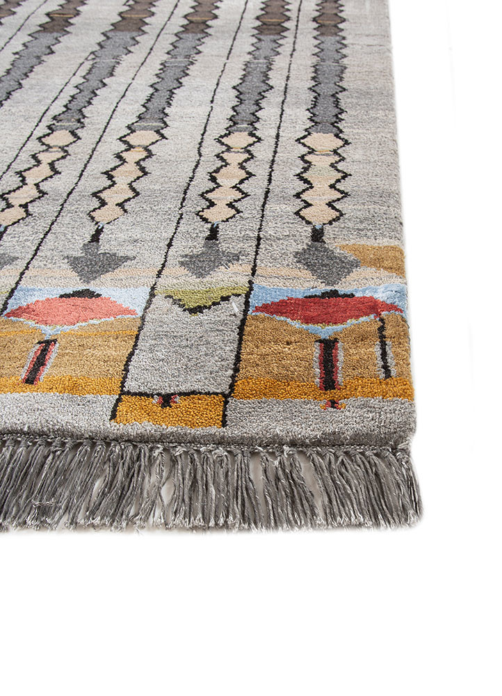 freedom manchaha blue wool and bamboo silk hand knotted Rug - Corner freedom manchaha blue wool and bamboo silk hand knotted Rug - Corner