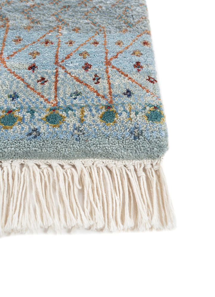 freedom manchaha blue wool and bamboo silk hand knotted Rug - Corner freedom manchaha blue wool and bamboo silk hand knotted Rug - Corner