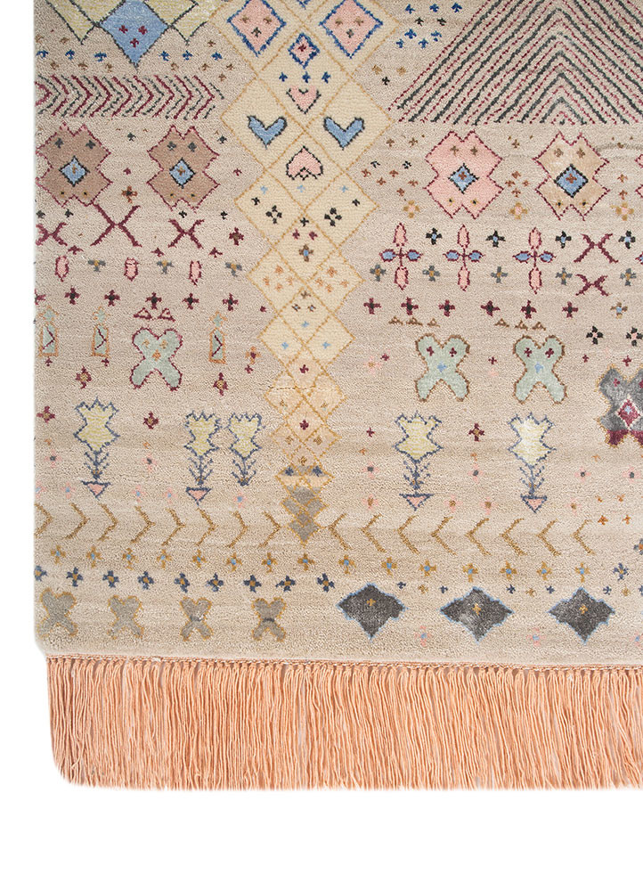 freedom manchaha ivory wool and bamboo silk hand knotted Rug - Corner freedom manchaha ivory wool and bamboo silk hand knotted Rug - Corner