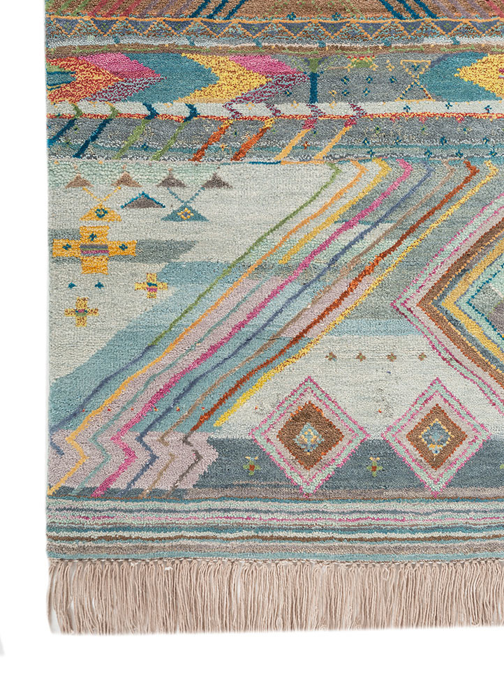 freedom manchaha blue wool and bamboo silk hand knotted Rug - Corner freedom manchaha blue wool and bamboo silk hand knotted Rug - Corner