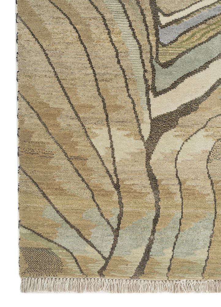 freedom manchaha green wool and bamboo silk hand knotted Rug - Corner