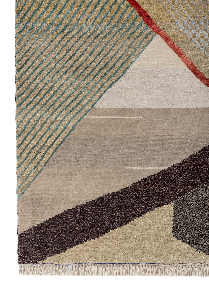 freedom manchaha green wool and bamboo silk hand knotted Rug - Corner