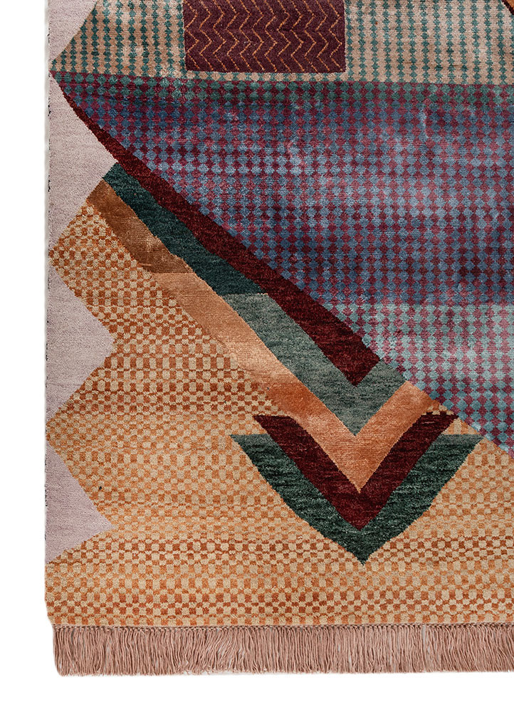 freedom manchaha blue wool and bamboo silk hand knotted Rug - Corner freedom manchaha blue wool and bamboo silk hand knotted Rug - Corner