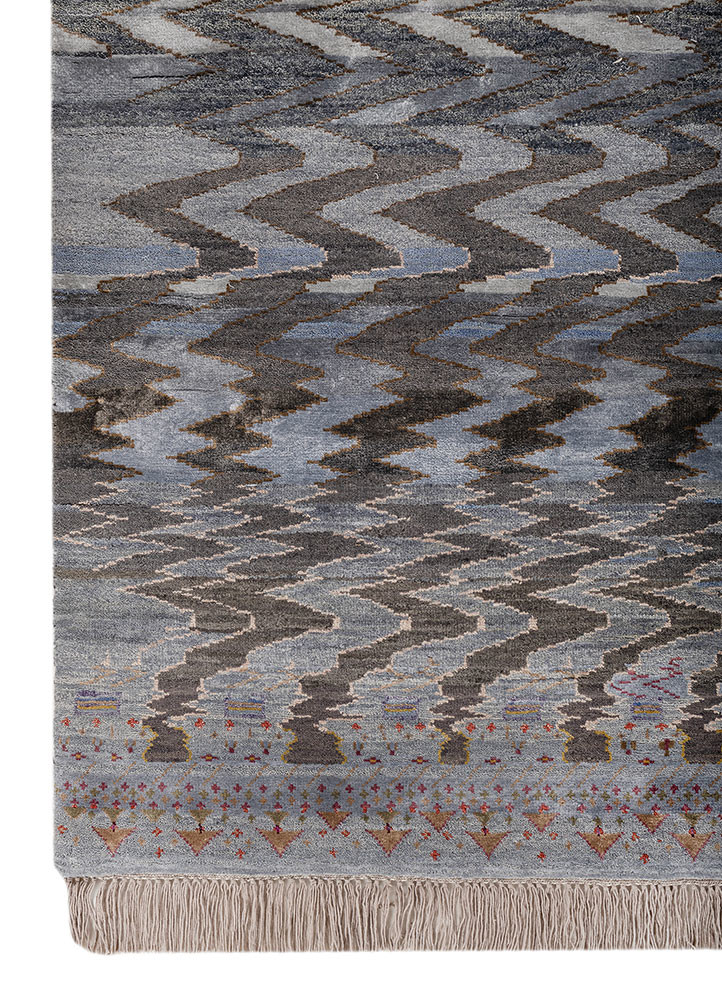 freedom manchaha blue wool and bamboo silk hand knotted Rug - Corner freedom manchaha blue wool and bamboo silk hand knotted Rug - Corner
