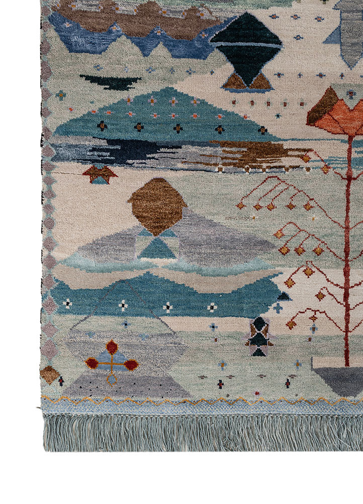 freedom manchaha ivory wool and bamboo silk hand knotted Rug - Corner freedom manchaha ivory wool and bamboo silk hand knotted Rug - Corner