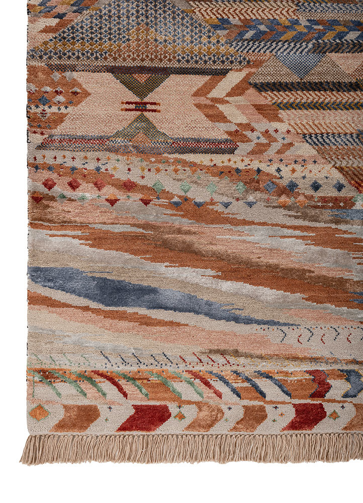 freedom manchaha blue wool and bamboo silk hand knotted Rug - Corner freedom manchaha blue wool and bamboo silk hand knotted Rug - Corner