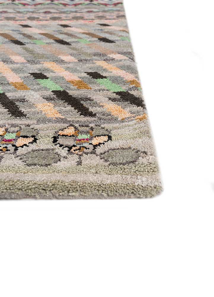 manchaha grey and black wool and bamboo silk hand knotted Rug - Corner manchaha grey and black wool and bamboo silk hand knotted Rug - Corner