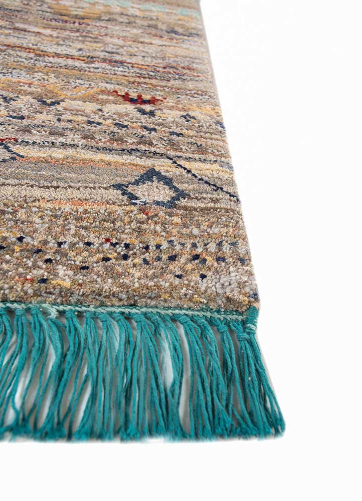 manchaha beige and brown wool and bamboo silk hand knotted Rug - Corner