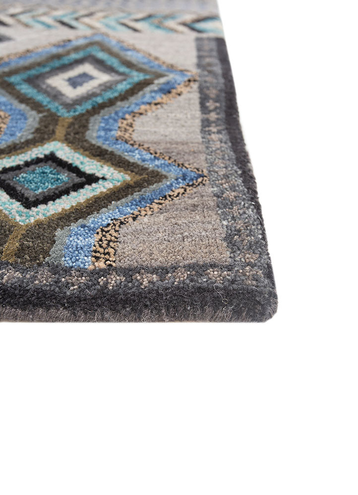 manchaha blue wool and bamboo silk hand knotted Rug - Corner