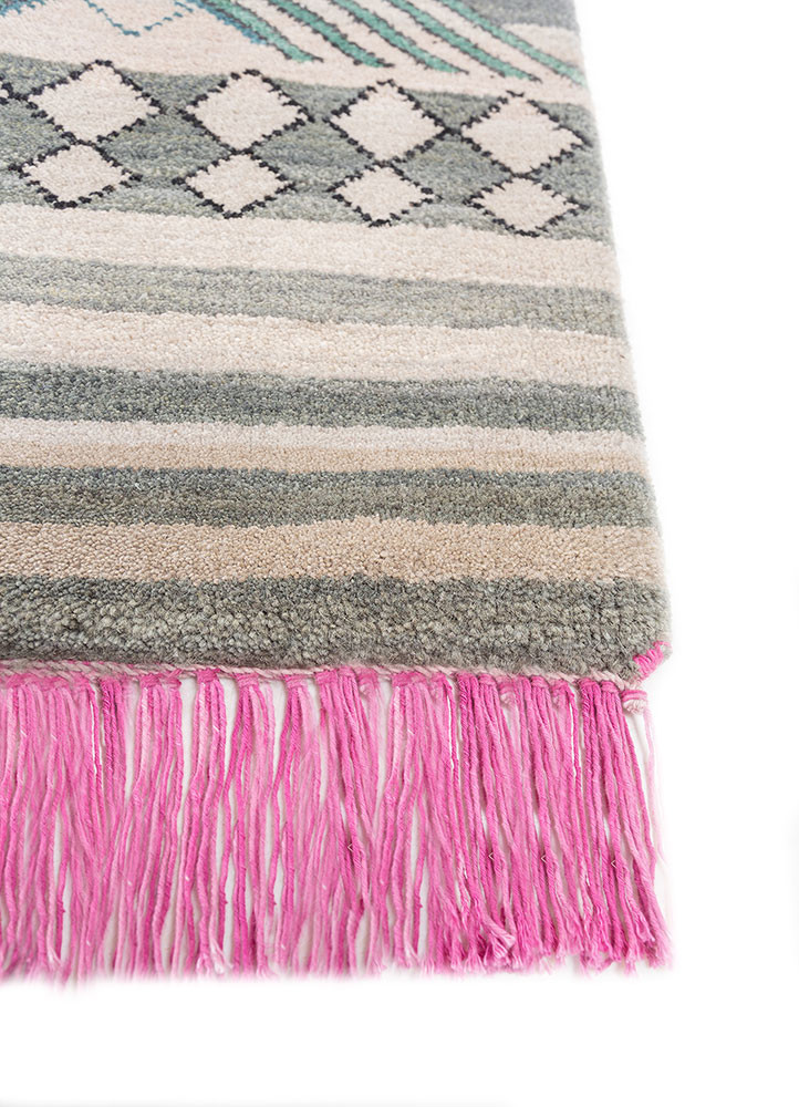 manchaha blue wool and bamboo silk hand knotted Rug - Corner