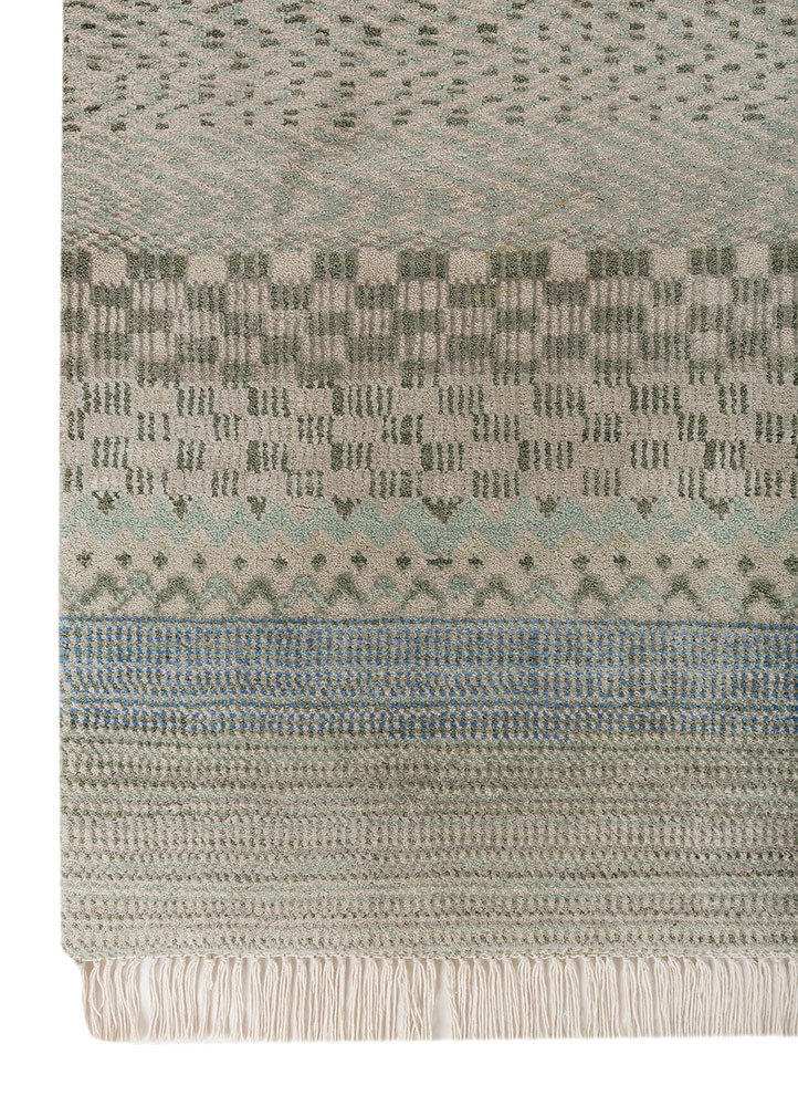 manchaha blue wool and bamboo silk hand knotted Rug - Corner manchaha blue wool and bamboo silk hand knotted Rug - Corner
