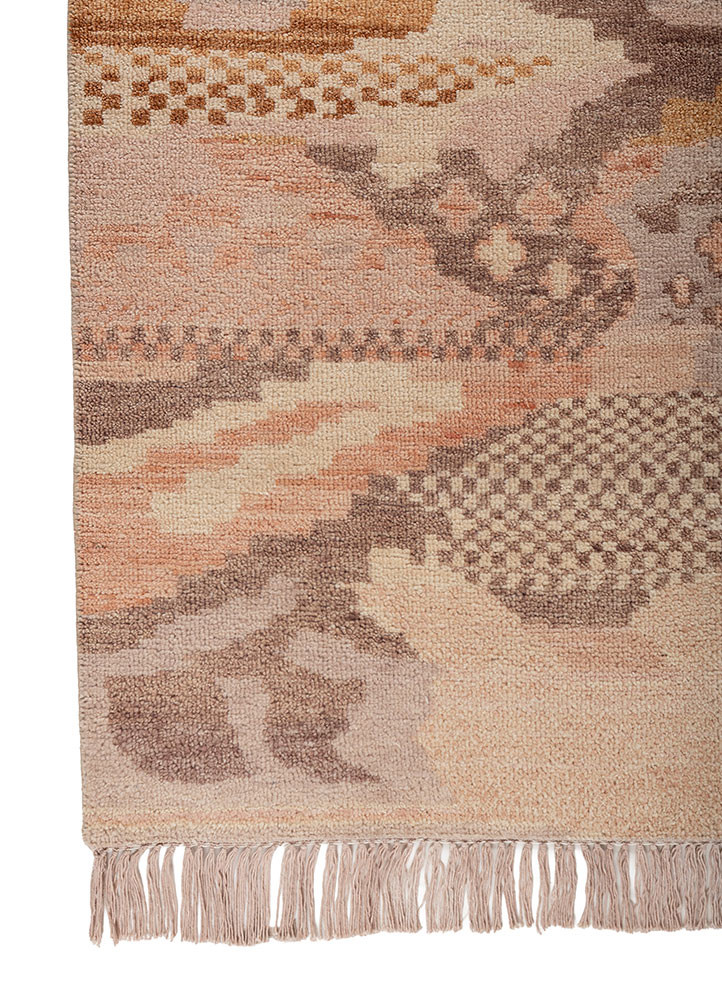 manchaha red and orange wool hand knotted Rug - Corner manchaha red and orange wool hand knotted Rug - Corner