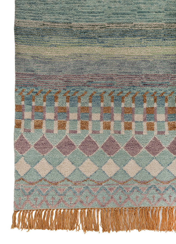 manchaha blue wool hand knotted Rug - Corner manchaha blue wool hand knotted Rug - Corner
