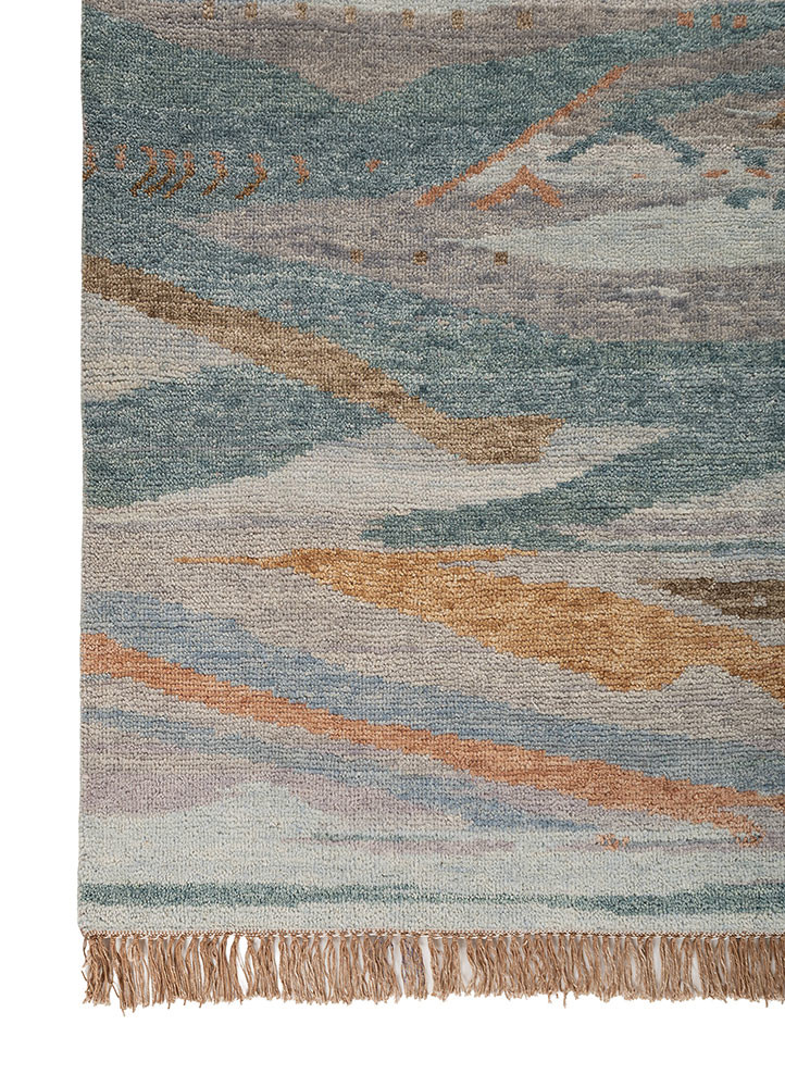 manchaha blue wool hand knotted Rug - Corner manchaha blue wool hand knotted Rug - Corner