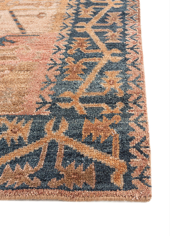 erbe beige and brown wool hand knotted Rug - Corner erbe beige and brown wool hand knotted Rug - Corner