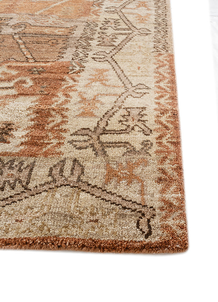 erbe beige and brown wool hand knotted Rug - Corner erbe beige and brown wool hand knotted Rug - Corner