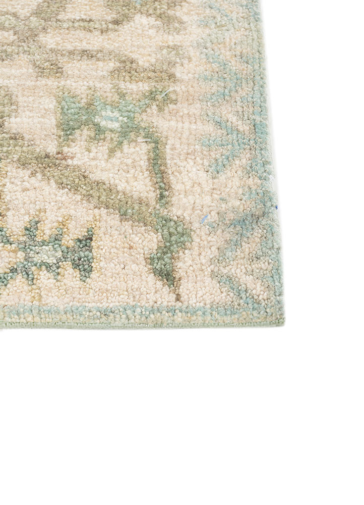 erbe green wool hand knotted Rug - Corner erbe green wool hand knotted Rug - Corner