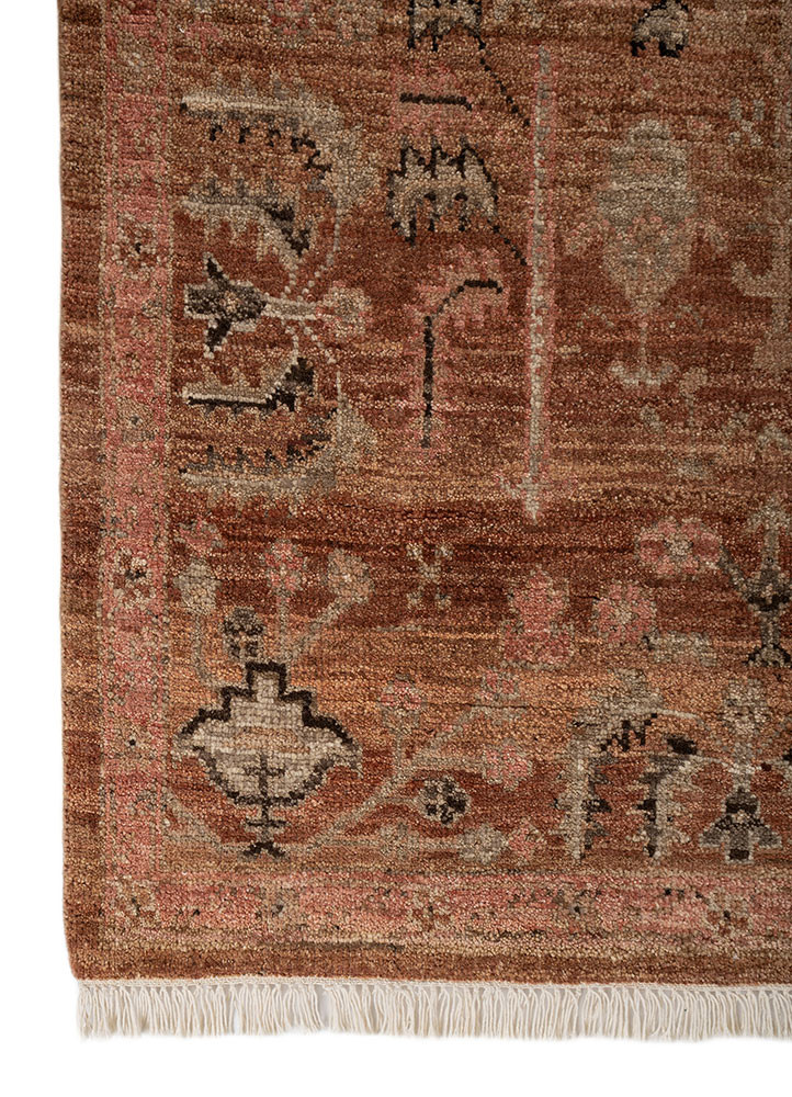erbe red and orange wool hand knotted Rug - Corner erbe red and orange wool hand knotted Rug - Corner