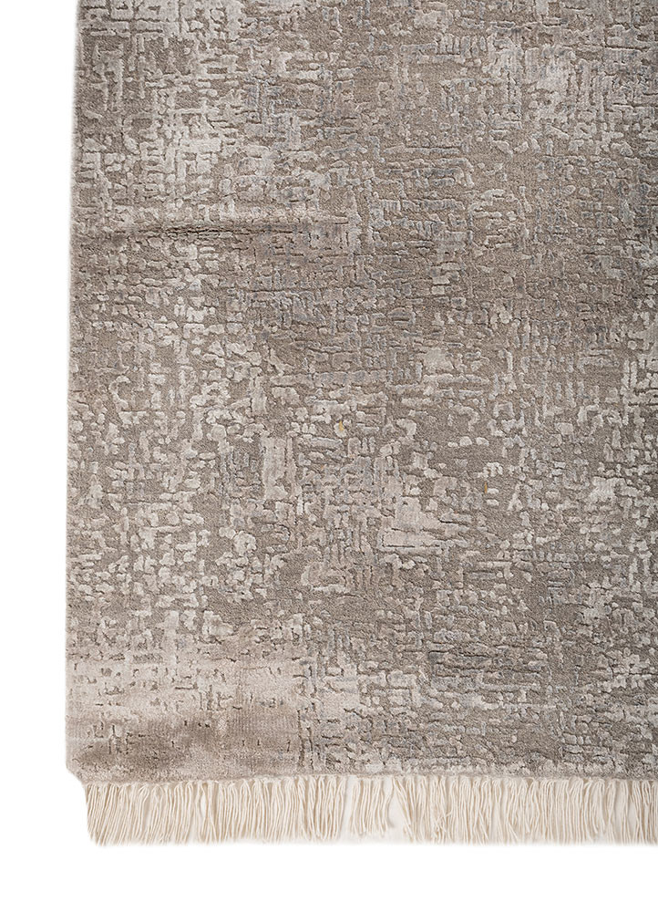 entropy grey and black wool and bamboo silk hand knotted Rug - Corner entropy grey and black wool and bamboo silk hand knotted Rug - Corner