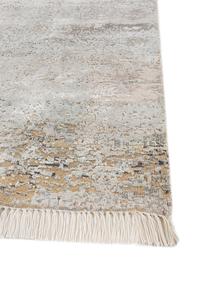 entropy ivory wool and bamboo silk hand knotted Rug - Corner entropy ivory wool and bamboo silk hand knotted Rug - Corner