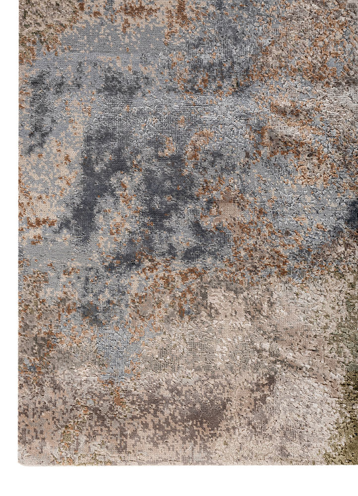 uvenuti ivory wool and bamboo silk hand knotted Rug - Corner