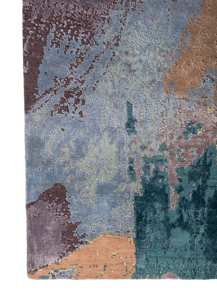 uvenuti pink and purple wool and bamboo silk hand knotted Rug - Corner