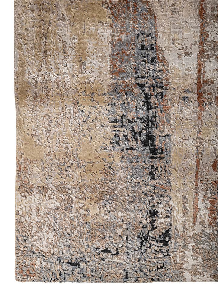 uvenuti ivory wool and bamboo silk hand knotted Rug - Corner