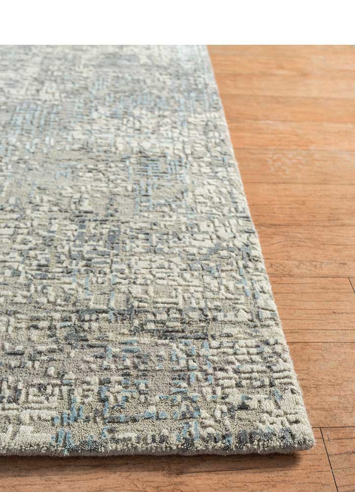 uvenuti grey and black wool and bamboo silk hand knotted Rug - Corner