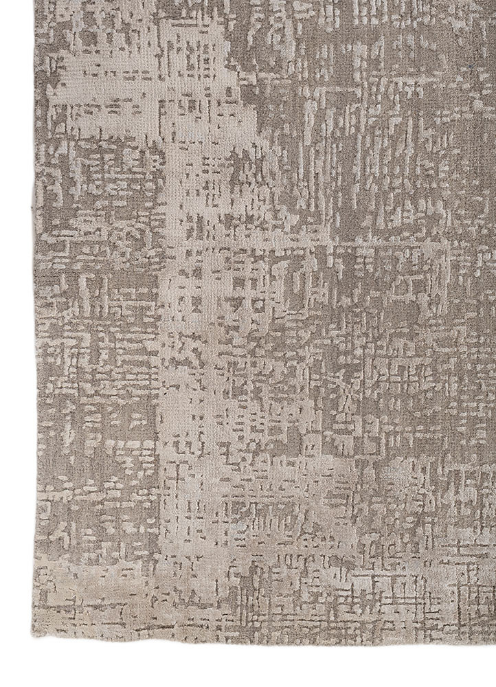 entropy ivory wool and bamboo silk hand knotted Rug - Corner entropy ivory wool and bamboo silk hand knotted Rug - Corner