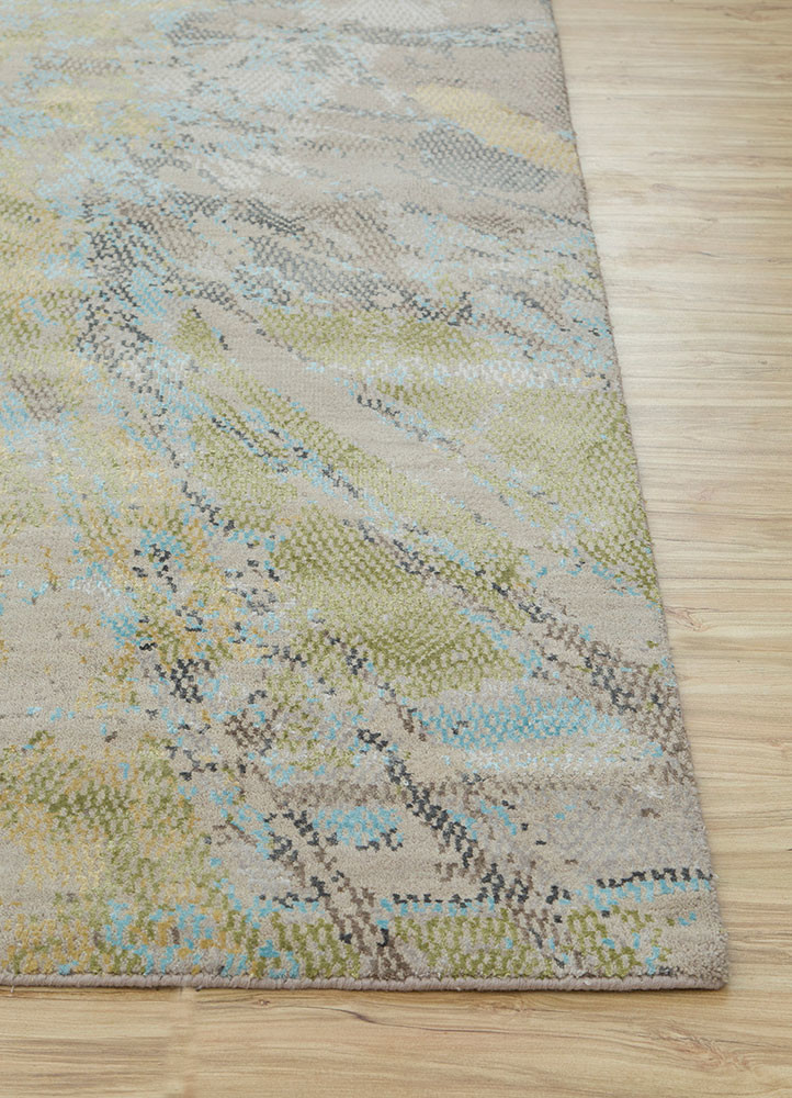 uvenuti beige and brown wool and bamboo silk hand knotted Rug - Corner uvenuti beige and brown wool and bamboo silk hand knotted Rug - Corner