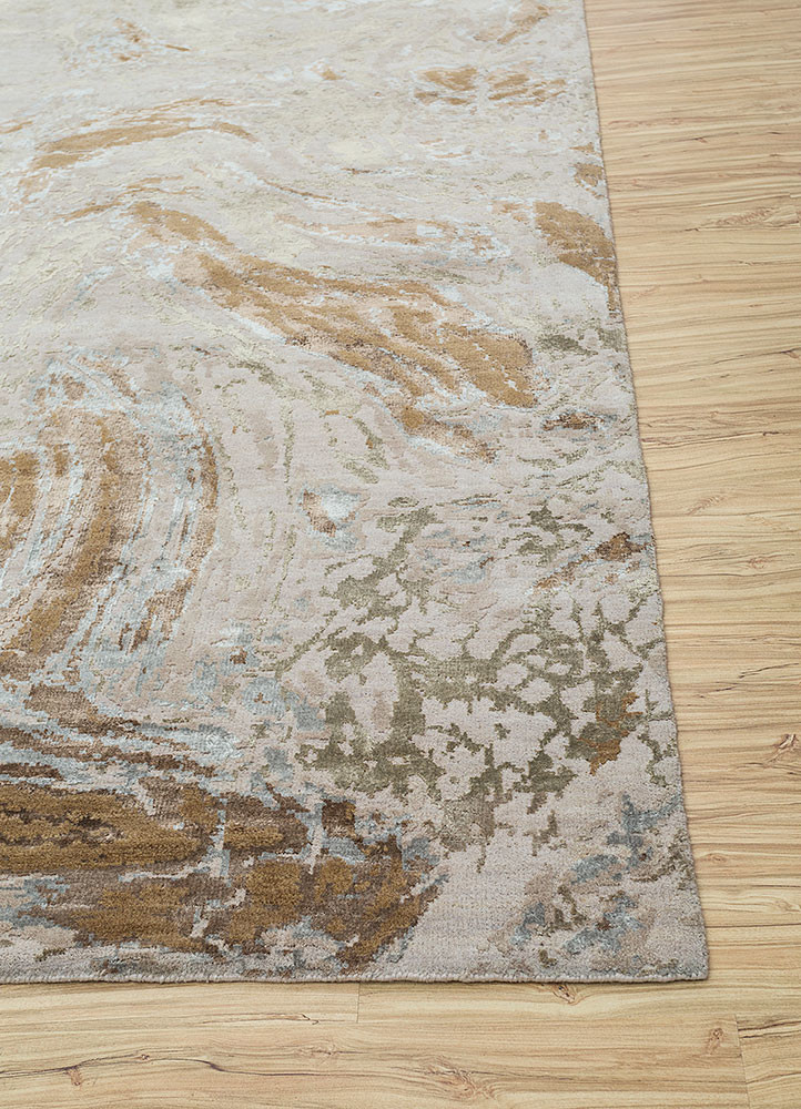 uvenuti ivory wool and bamboo silk hand knotted Rug - Corner