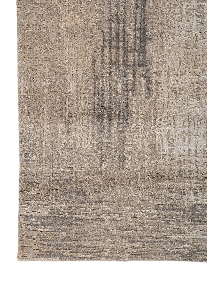 uvenuti grey and black wool and bamboo silk hand knotted Rug - Corner