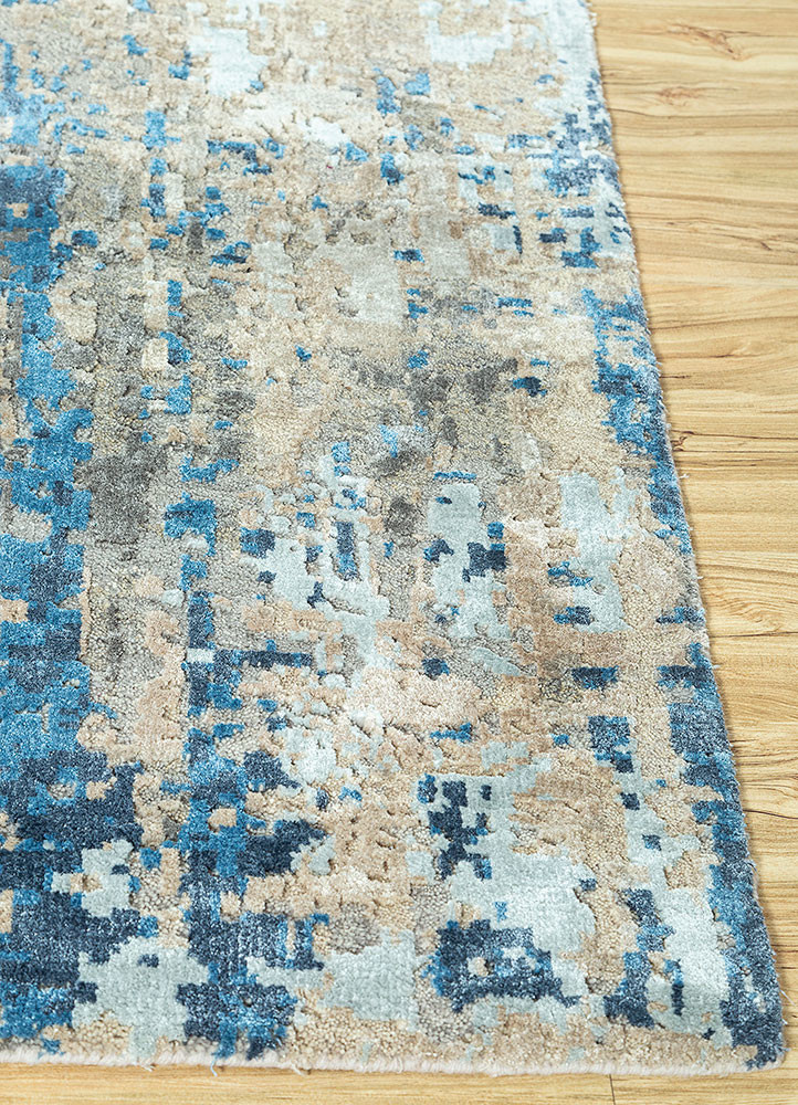 uvenuti ivory wool and bamboo silk hand knotted Rug - Corner uvenuti ivory wool and bamboo silk hand knotted Rug - Corner
