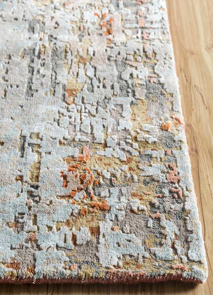 uvenuti grey and black wool and bamboo silk hand knotted Rug - Corner