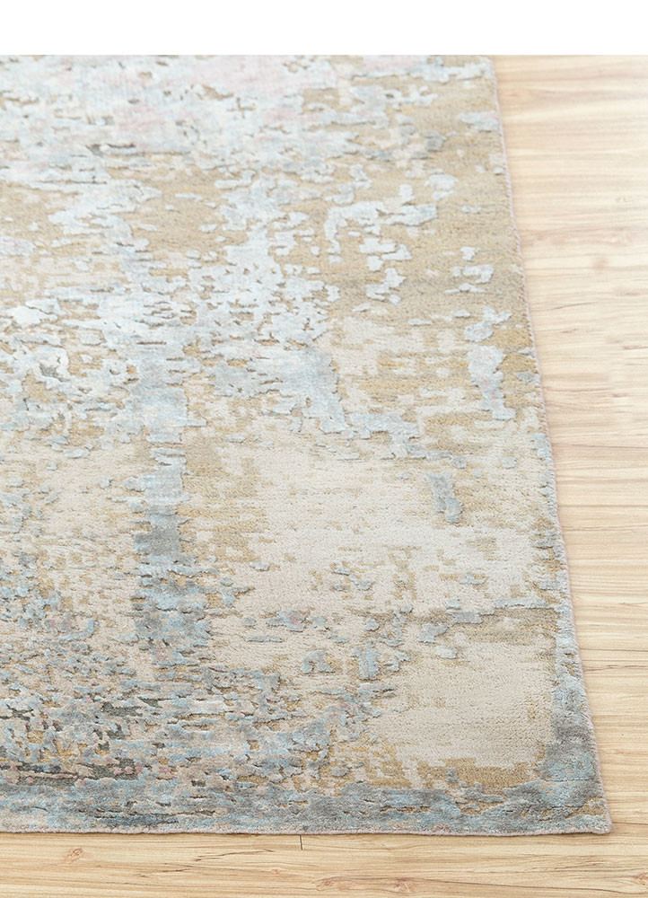 uvenuti ivory wool and bamboo silk hand knotted Rug - Corner