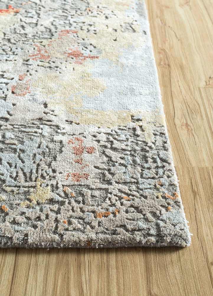 uvenuti blue wool and bamboo silk hand knotted Rug - Corner uvenuti blue wool and bamboo silk hand knotted Rug - Corner
