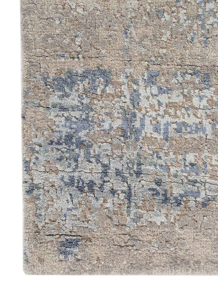 uvenuti grey and black wool and bamboo silk hand knotted Rug - Corner