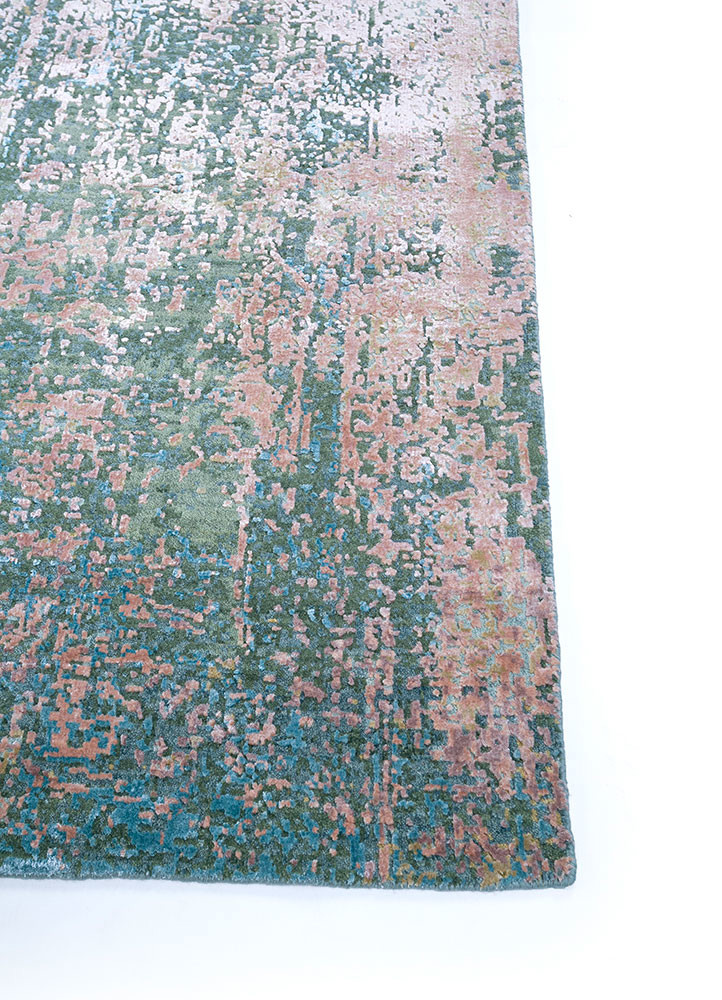 entropy red and orange wool and bamboo silk hand knotted Rug - Corner entropy red and orange wool and bamboo silk hand knotted Rug - Corner