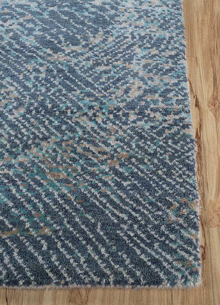 uvenuti grey and black wool and bamboo silk hand knotted Rug - Corner