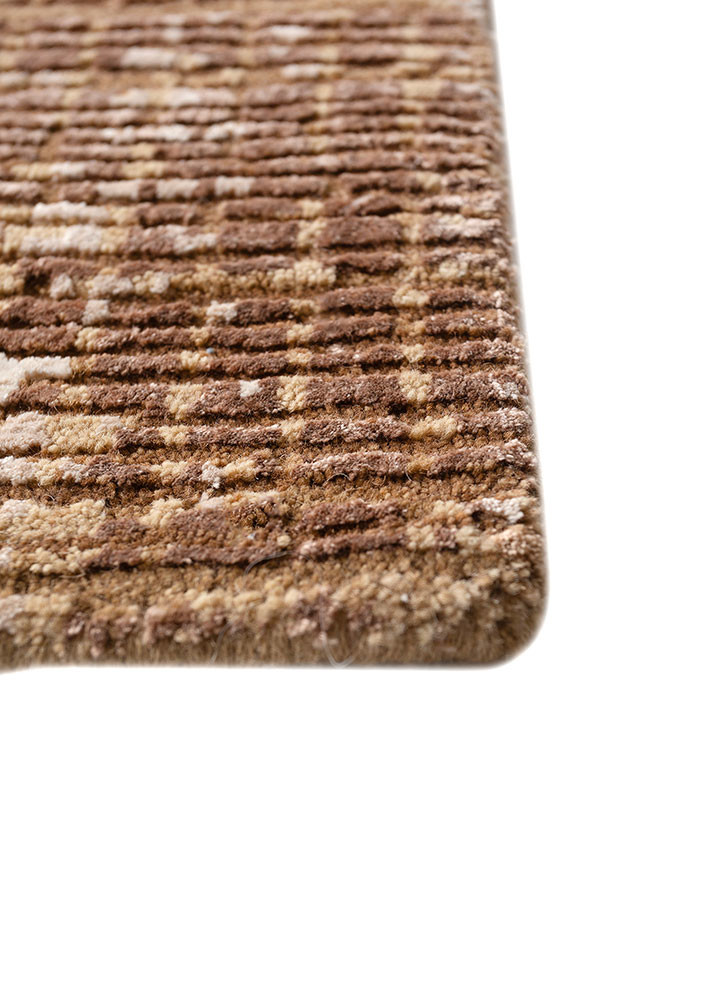 uvenuti beige and brown wool and bamboo silk hand knotted Rug - Corner
